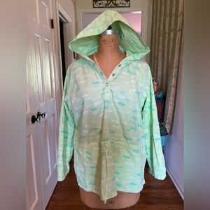 NWT FRESH PRODUCE Anorak TINY FISH 100% cotton broadcloth LEMON GRASS Large Fab